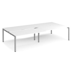 Adapt sliding top double back to back desks 3200mm x 1600mm - silver frame, white top