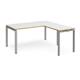 Adapt desk 1600mm x 800mm with 800mm return desk - silver frame, white top with oak edge