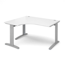 TR10 deluxe left hand ergonomic desk 1400mm - silver frame, white top