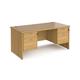 Maestro 25 straight desk 1600mm x 800mm with two x 2 drawer pedestals - oak top with panel end leg