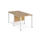 Maestro 25 back to back straight desks 800mm x 1600mm - white bench leg frame, oak top