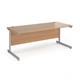 Contract 25 straight desk with silver cantilever leg 1800mm x 800mm - beech top