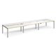 Adapt sliding top triple back to back desks 4800mm x 1200mm - silver frame, white top with oak edging