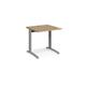 TR10 height settable straight desk 800mm x 800mm - silver frame, oak top