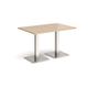 Brescia rectangular dining table with flat square brushed steel bases 1200mm x 800mm - kendal oak