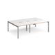 Adapt double back to back desks 2400mm x 1600mm - silver frame, white top with oak edging