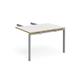 Adapt add on unit double return desk 800mm x 1200mm - silver frame, white top with oak edge