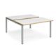 Adapt sliding top back to back desks 1400mm x 1600mm - silver frame, white top with oak edging