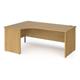 Contract 25 left hand ergonomic desk with panel ends and graphite corner leg 1800mm - oak