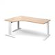 TR10 deluxe left hand ergonomic desk 1800mm - white frame, beech top