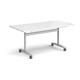 Rectangular deluxe fliptop meeting table with silver frame 1600mm x 800mm - white