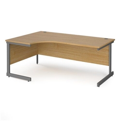 Contract 25 left hand ergonomic desk with graphite cantilever leg 1800mm - oak top