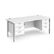 Maestro 25 straight desk 1800mm x 800mm with two x 3 drawer pedestals - silver H-frame leg, white top