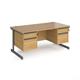 Contract 25 straight desk with 2 and 2 drawer pedestals and graphite cantilever leg 1600mm x 800mm - oak top