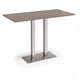 Eros rectangular poseur table with flat brushed steel rectangular base and twin uprights 1600mm x 800mm - barcelona walnut