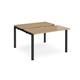 Adapt sliding top back to back desks 1200mm x 1200mm - black frame, oak top