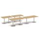 Monza rectangular dining table with flat round brushed steel bases 1600mm x 800mm - beech
