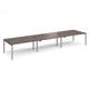 Adapt triple back to back desks 4800mm x 1200mm - silver frame, walnut top