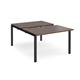 Adapt sliding top back to back desks 1200mm x 1600mm - black frame, walnut top