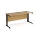 Maestro 25 straight desk 1600mm x 600mm - black cantilever leg frame, oak top