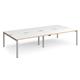 Adapt double back to back desks 3200mm x 1600mm - silver frame, white top with oak edging