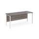 Maestro 25 straight desk 1600mm x 600mm - white H-frame leg, grey oak top