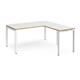 Adapt desk 1600mm x 800mm with 800mm return desk - white frame, white top with oak edge