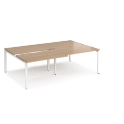 Adapt sliding top double back to back desks 2400mm x 1600mm - white frame, beech top