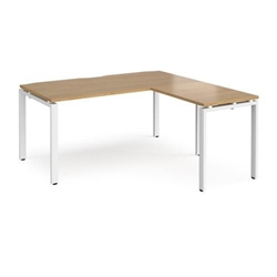 Adapt desk 1600mm x 800mm with 800mm return desk - white frame, oak top