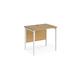 Maestro 25 straight desk 800mm x 600mm - white H-frame leg, oak top