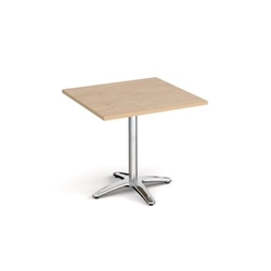 Roma square dining table with 4 leg chrome base 800mm - kendal oak