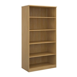 Deluxe bookcase 2000mm high with 4 shelves - oak