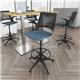 Brescia circular poseur table with flat square brushed steel base 800mm - beech