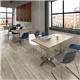 Roma circular dining table with 4 leg chrome base 800mm - beech