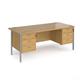 Maestro 25 straight desk 1800mm x 800mm with two x 3 drawer pedestals - silver H-frame leg, oak top