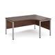 Maestro 25 right hand ergonomic desk 1600mm wide - silver bench leg frame, walnut top