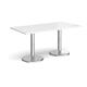 Pisa rectangular dining table with round chrome bases 1600mm x 800mm - white