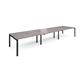 Adapt sliding top triple back to back desks 4800mm x 1200mm - black frame, grey oak top