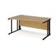 Maestro 25 left hand wave desk 1600mm wide - black cable managed leg frame, oak top