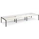 Adapt sliding top triple back to back desks 4800mm x 1600mm - black frame, white top with oak edging