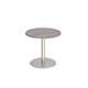 Monza circular dining table with flat round brushed steel base 800mm - grey oak