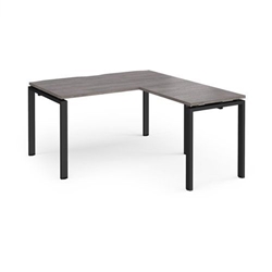 Adapt desk 1400mm x 800mm with 800mm return desk - black frame, grey oak top