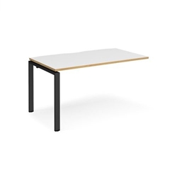 Adapt add on unit single 1400mm x 800mm - black frame, white top with oak edging