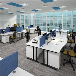 Maestro 25 straight desk 1400mm x 600mm with 2 drawer pedestal - black cantilever leg frame leg, grey oak top