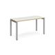 Adapt single desk 1400mm x 600mm - silver frame, white top with oak edging