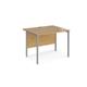 Maestro 25 straight desk 1000mm x 800mm - silver H-frame leg, oak top