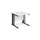Maestro 25 straight desk 800mm x 800mm - black cable managed leg frame, white top