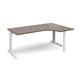 TR10 right hand ergonomic desk 1800mm - white frame, walnut top