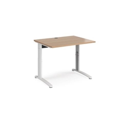 TR10 height settable straight desk 1000mm x 800mm - white frame, beech top