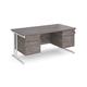 Maestro 25 straight desk 1600mm x 800mm with 2 and 3 drawer pedestals - white cantilever leg frame, grey oak top